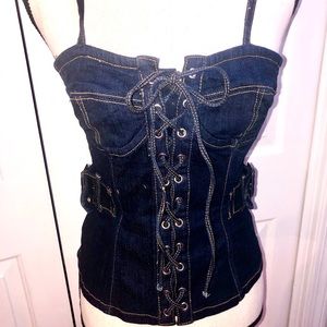 Denim Bustier top by Virgin Only VO Hollywood.